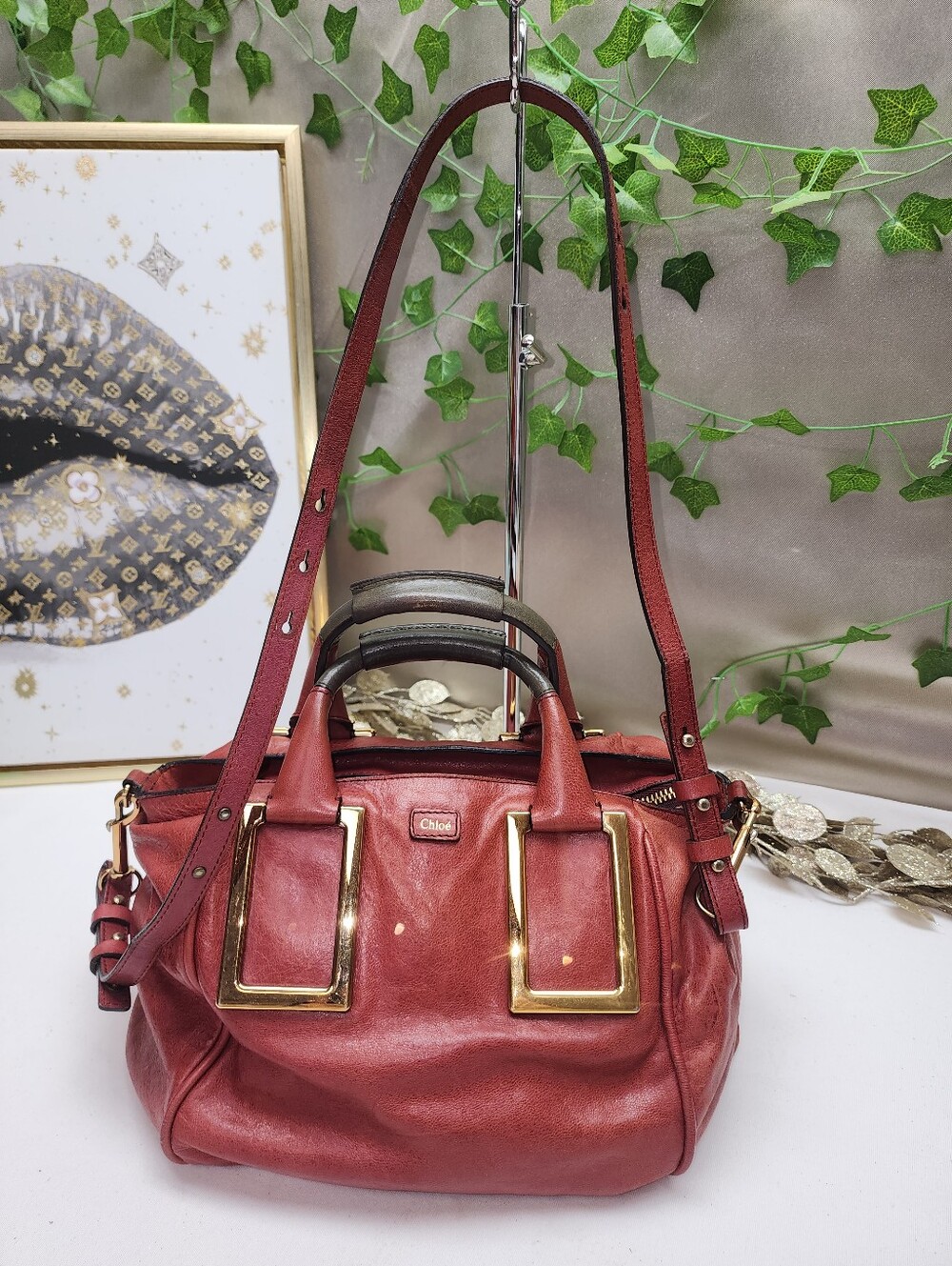 Authentic Chloe Tumbled Lambskin Small Ethel Satchel Red